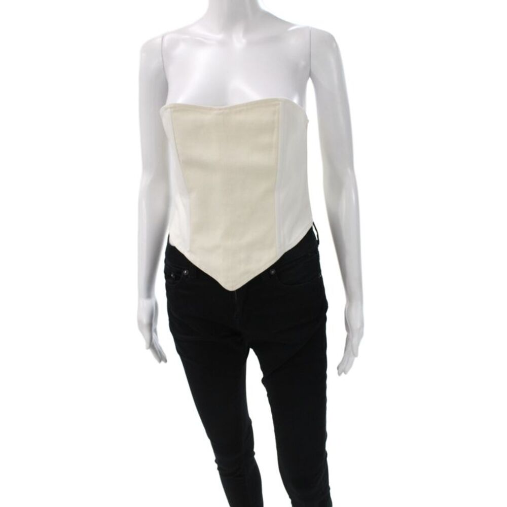 EB Denim Women White Sweetheart Tank Top Size L
